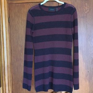 Line 100% cashmere purple striped sweater dress